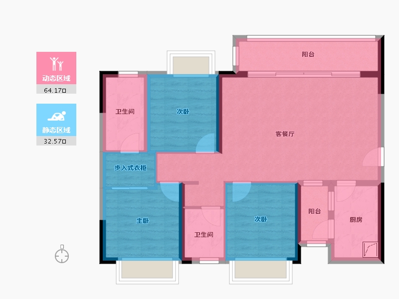 四川省-成都市-九境堂-86.00-户型库-动静分区