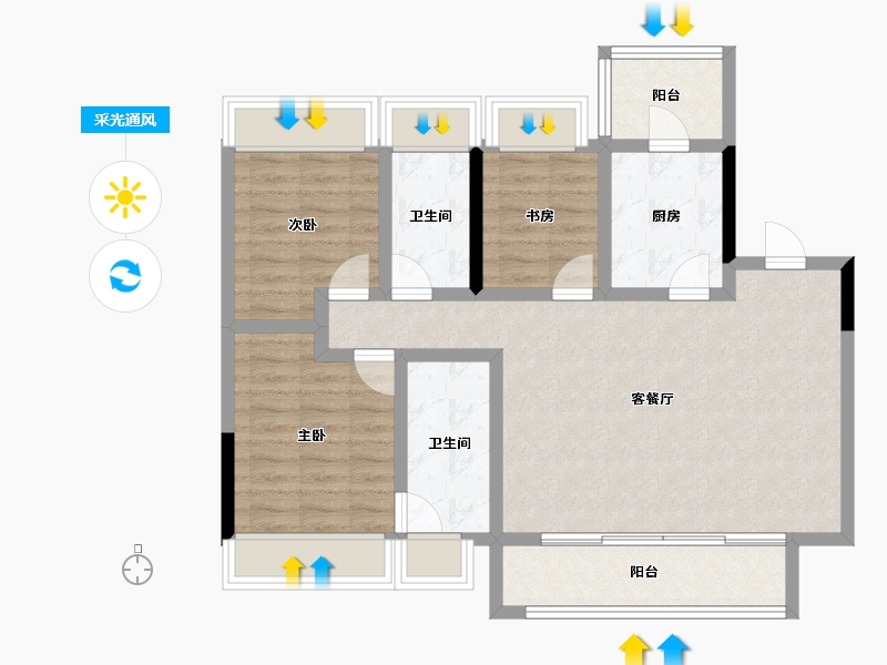 四川省-成都市-成都诚园-87.11-户型库-采光通风