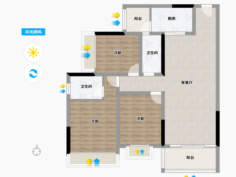 四川省-成都市-河畔府邸-95.01-户型库-采光通风