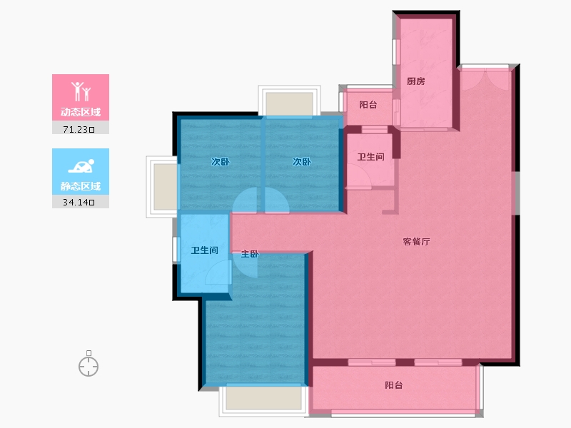 云南省-昆明市-富康城紫悦府-95.06-户型库-动静分区