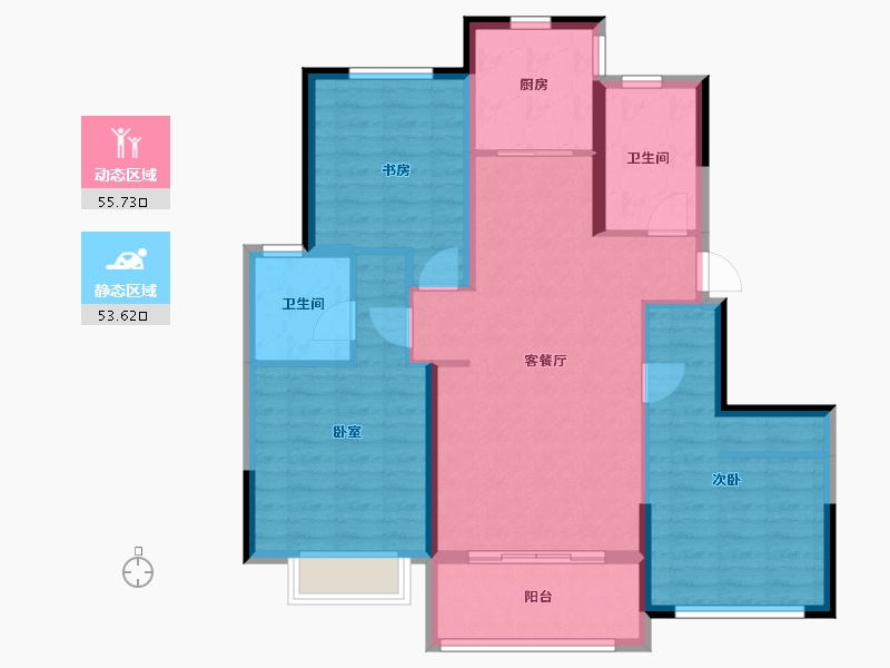 山东省-烟台市-桦林彩雲城-98.20-户型库-动静分区