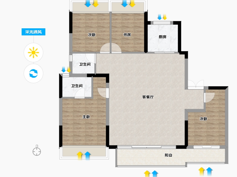 四川省-成都市-中旅千川阅-113.67-户型库-采光通风