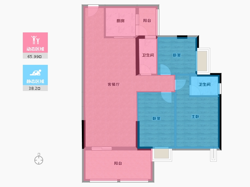 广东省-惠州市-奥园天翔誉峰(荣天名邸)-93.92-户型库-动静分区