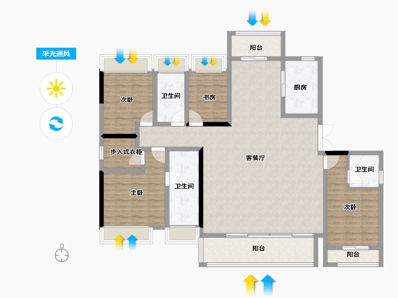 四川省-成都市-成都诚园-148.40-户型库-采光通风