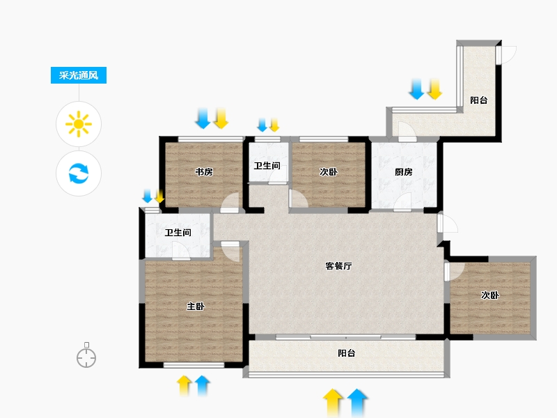 四川省-成都市-中国铁建西派国樾-135.54-户型库-采光通风