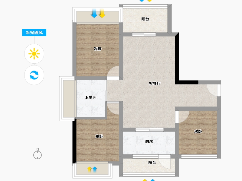 四川省-成都市-长冶南阳御龙府-68.70-户型库-采光通风