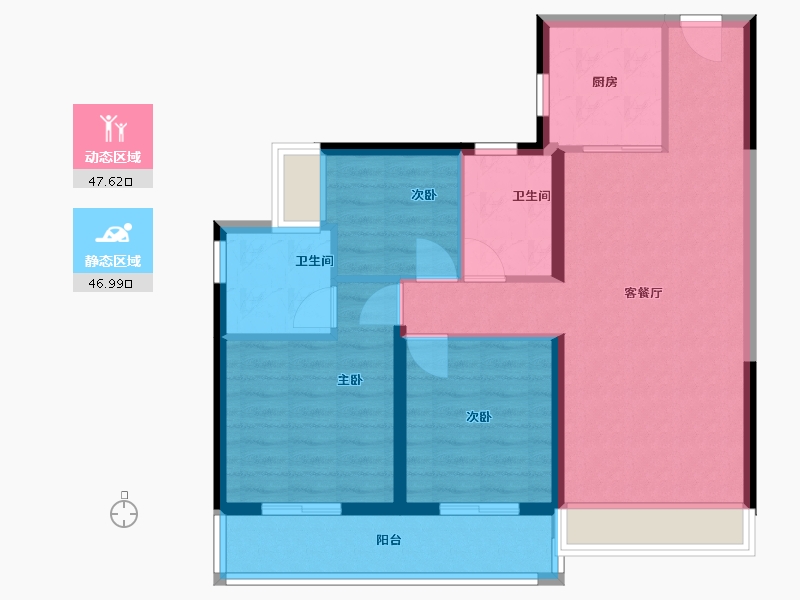 云南省-昆明市-兴港上锦湾-84.80-户型库-动静分区