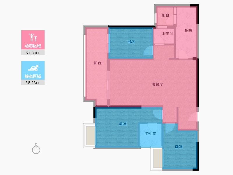 重庆-重庆市-利安凰城御府-89.47-户型库-动静分区