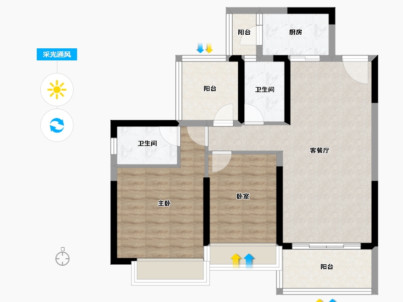 广东省-惠州市-方直彩虹里-78.07-户型库-采光通风