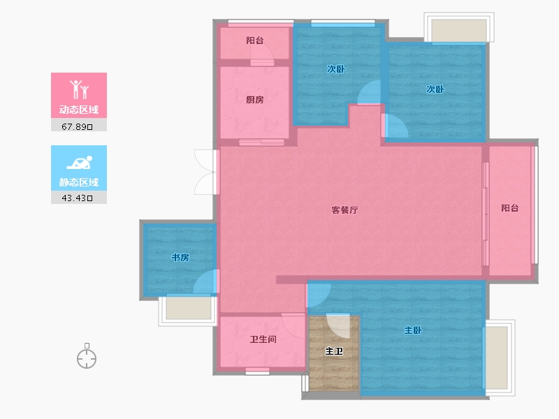 四川省-成都市-领地天府蘭台-104.29-户型库-动静分区