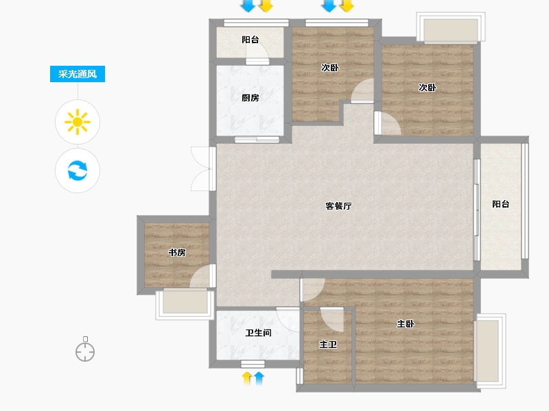 四川省-成都市-领地天府蘭台-104.29-户型库-采光通风