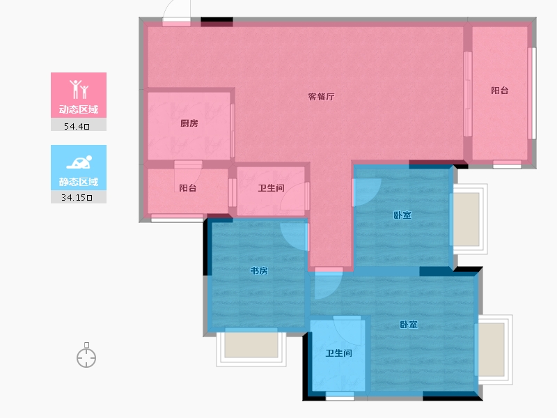 重庆-重庆市-利安凰城御府-79.15-户型库-动静分区