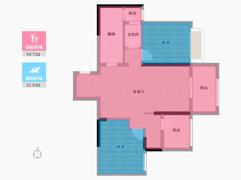 重庆-重庆市-利安凰城御府-69.85-户型库-动静分区