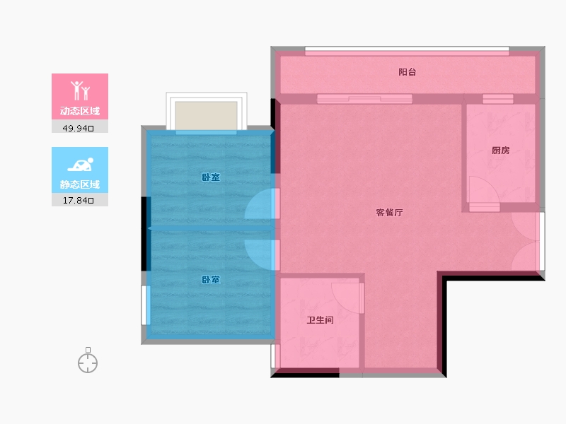 重庆-重庆市-新鸥鹏开元府-60.58-户型库-动静分区