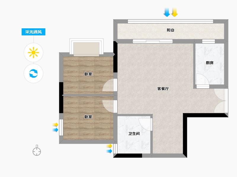 重庆-重庆市-新鸥鹏开元府-60.58-户型库-采光通风