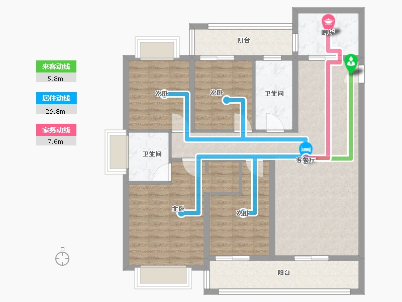 云南省-昆明市-兴港上锦湾-108.80-户型库-动静线