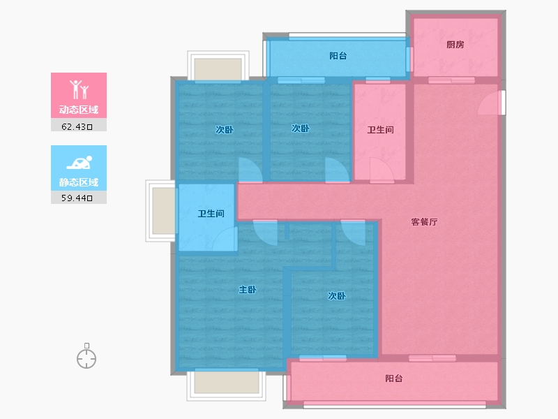 云南省-昆明市-兴港上锦湾-108.80-户型库-动静分区