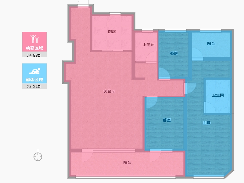 山东省-青岛市-融创中心森海ONE-113.60-户型库-动静分区