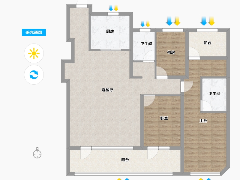 山东省-青岛市-融创中心森海ONE-113.60-户型库-采光通风