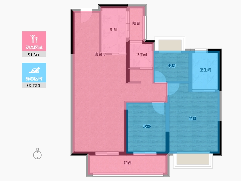 云南省-昆明市-富康城紫悦府-75.14-户型库-动静分区