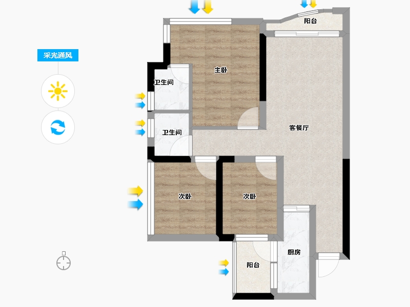 四川省-成都市-天府云城C区-59.19-户型库-采光通风