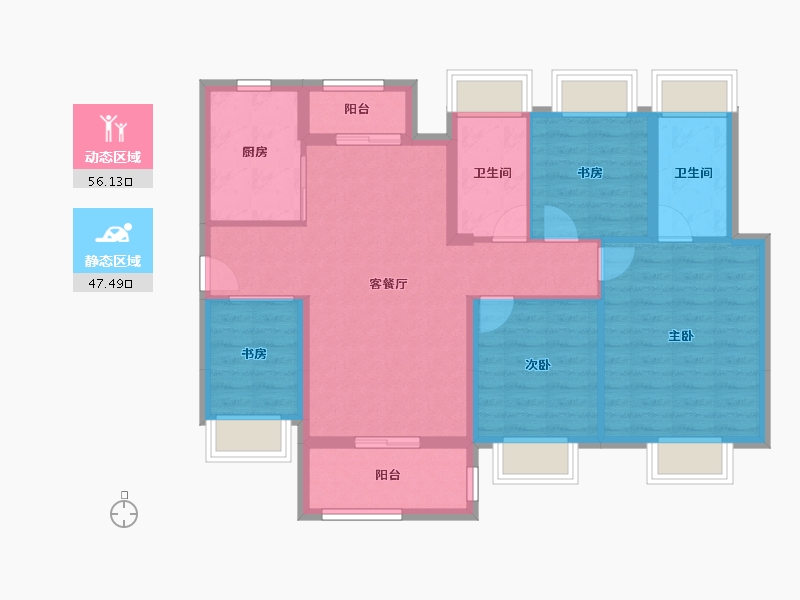 广东省-惠州市-金辉优步花园-92.57-户型库-动静分区