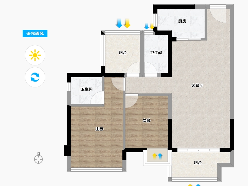 广东省-惠州市-五矿哈施塔特-75.07-户型库-采光通风