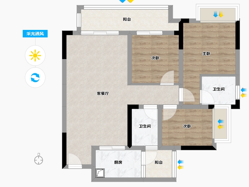 重庆-重庆市-中建滨江星城-79.09-户型库-采光通风