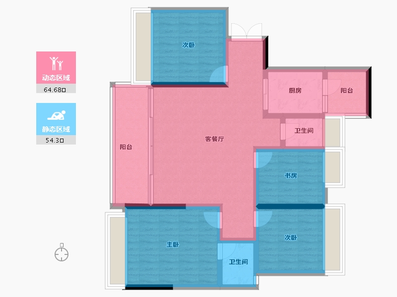 四川省-成都市-河畔府邸-106.39-户型库-动静分区