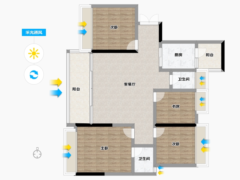 四川省-成都市-河畔府邸-106.39-户型库-采光通风