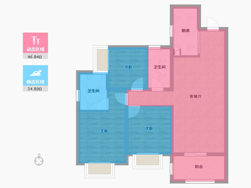 广东省-惠州市-珑悦锦云花园-71.95-户型库-动静分区