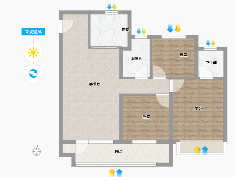 山东省-青岛市-西海岸创新科技城-86.00-户型库-采光通风