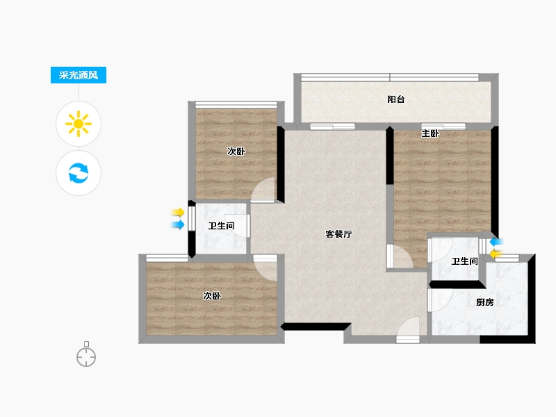 四川省-成都市-长冶南阳御龙府-80.87-户型库-采光通风