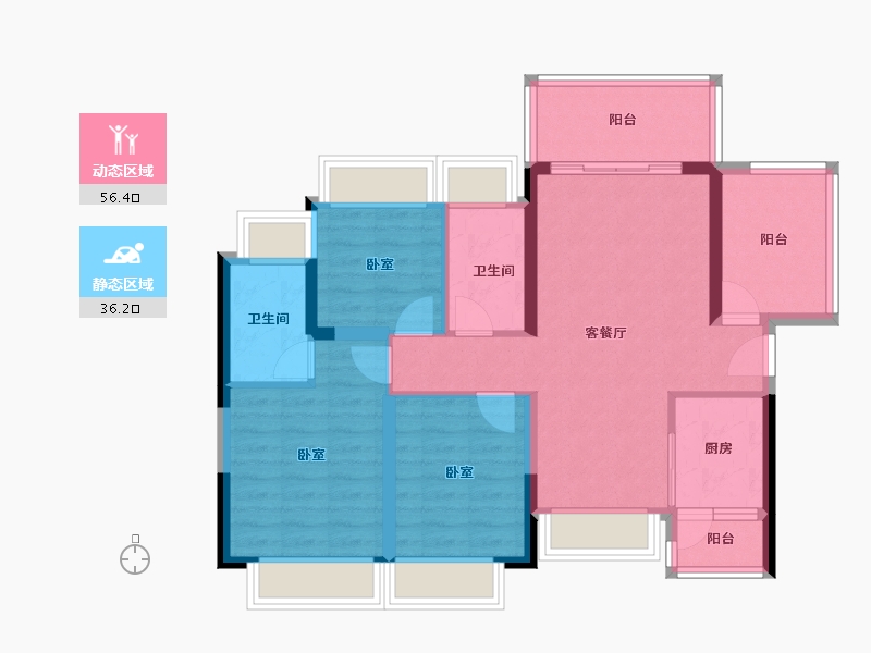 广东省-惠州市-碧桂园城央印象-82.02-户型库-动静分区