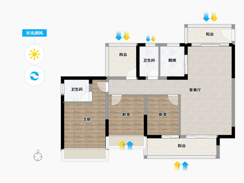 广东省-惠州市-中交和风春岸-94.30-户型库-采光通风