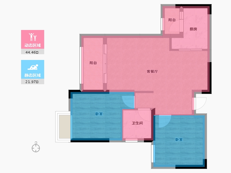 重庆-重庆市-利安凰城御府-59.07-户型库-动静分区