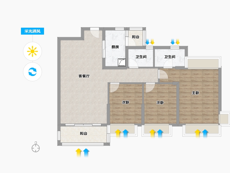 四川省-成都市-东骏湖景湾-90.00-户型库-采光通风