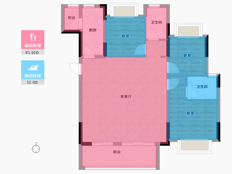 重庆-重庆市-中国铁建青秀湾-84.59-户型库-动静分区