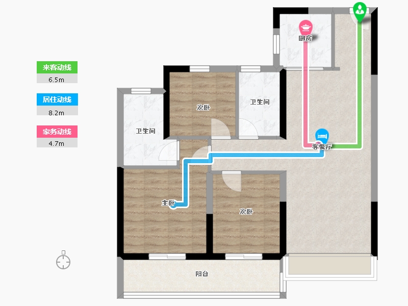 云南省-昆明市-兴港上锦湾-85.60-户型库-动静线