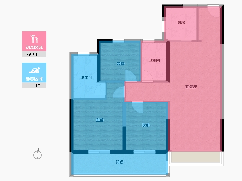 云南省-昆明市-兴港上锦湾-85.60-户型库-动静分区