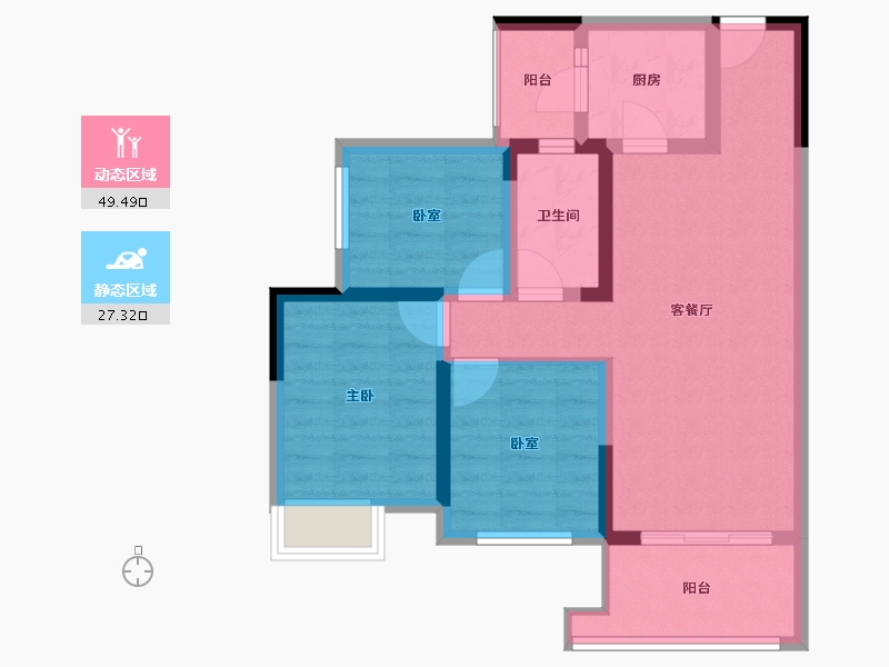 四川省-成都市-成都恒大滨河左岸-67.24-户型库-动静分区