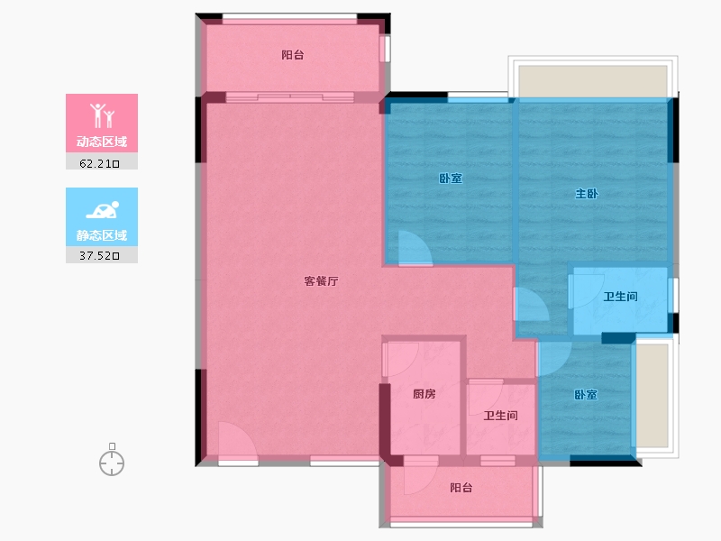 广东省-惠州市-博景湾-90.52-户型库-动静分区