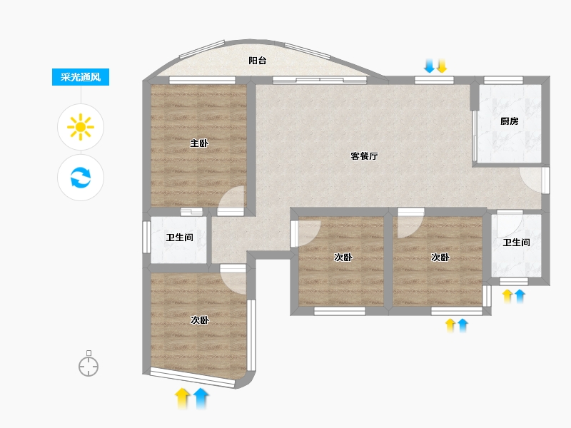 四川省-成都市-天府云城C区-78.17-户型库-采光通风