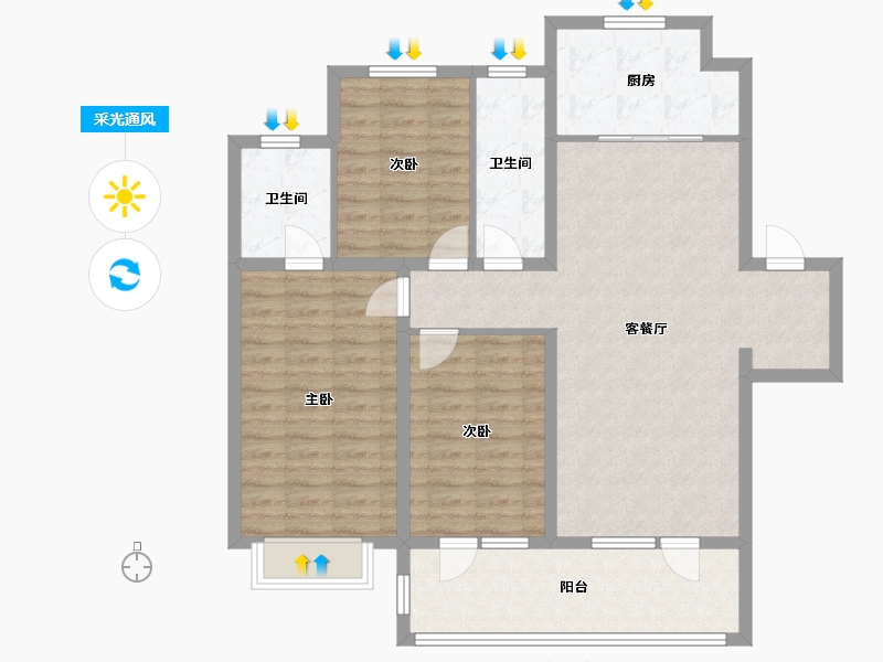 山东省-青岛市-新城悦隽大都会-107.00-户型库-采光通风