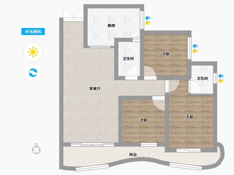 四川省-成都市-天府云城C区-73.25-户型库-采光通风