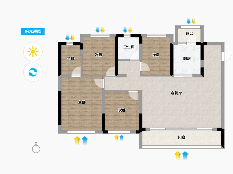 四川省-成都市-德商花样年碧云天骄-108.06-户型库-采光通风