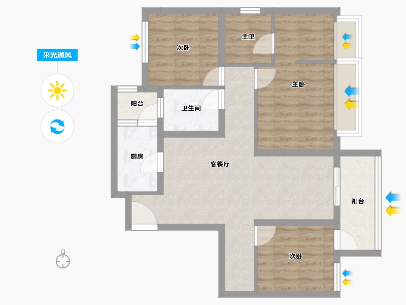 四川省-成都市-东湖优品-76.57-户型库-采光通风