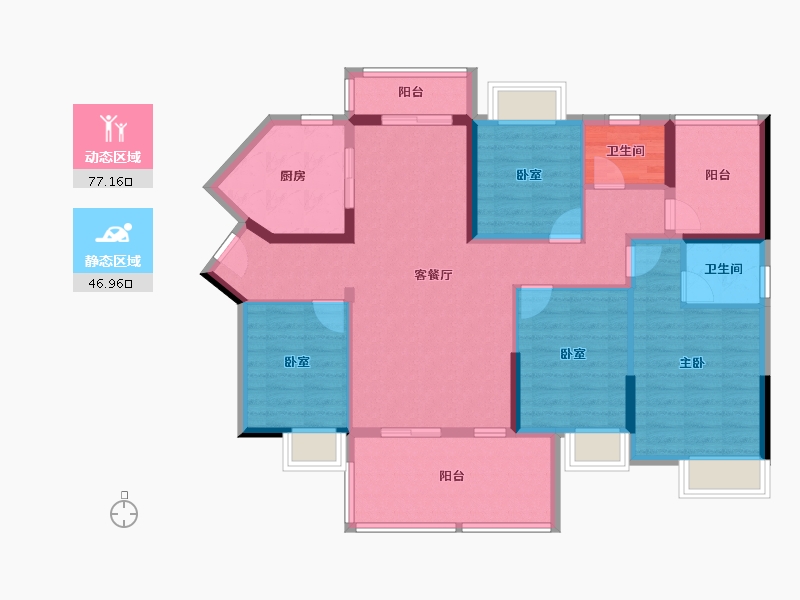 广东省-惠州市-奥园天翔誉峰(荣天名邸)-110.44-户型库-动静分区