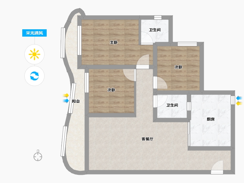 四川省-成都市-天府云城C区-73.99-户型库-采光通风