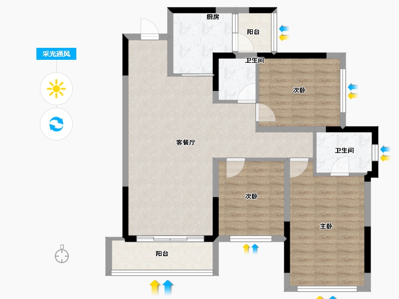 四川省-成都市-德商花样年碧云天骄-90.86-户型库-采光通风